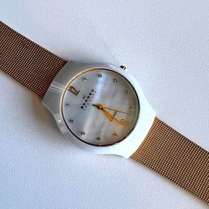 Skagen Gold and White watch with Mother of Pearl Face